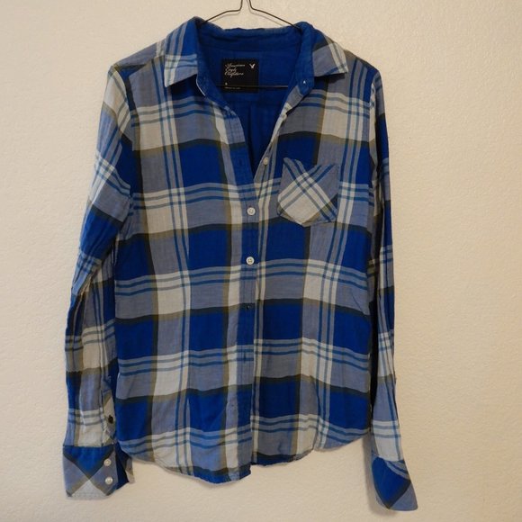 American Eagle Outfitters Tops - American Eagles Double Layered Plaid Button Up